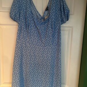 Open Back Blue Polka Dot Dress